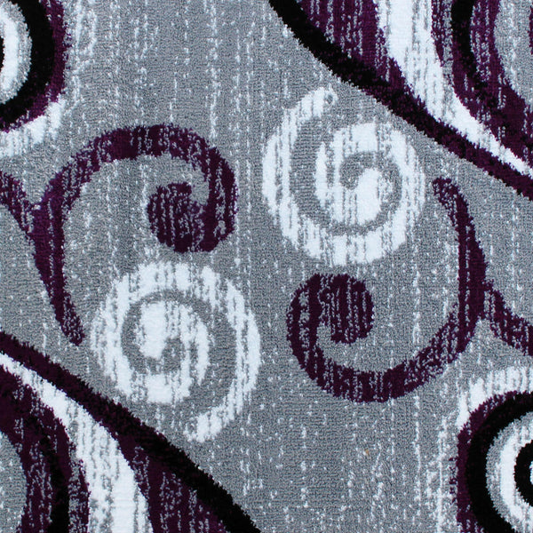 Purple,8' x 10' |#| Modern Distressed Swirl Abstract Style Indoor Area Rug in Purple - 8' x 10'