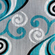 Turquoise,5' x 7' |#| Modern Distressed Swirl Abstract Style Indoor Area Rug in Turquoise - 5' x 7'