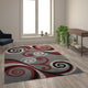 Red,6' x 9' |#| Modern Distressed Swirl Abstract Style Indoor Area Rug in Red - 6' x 9'