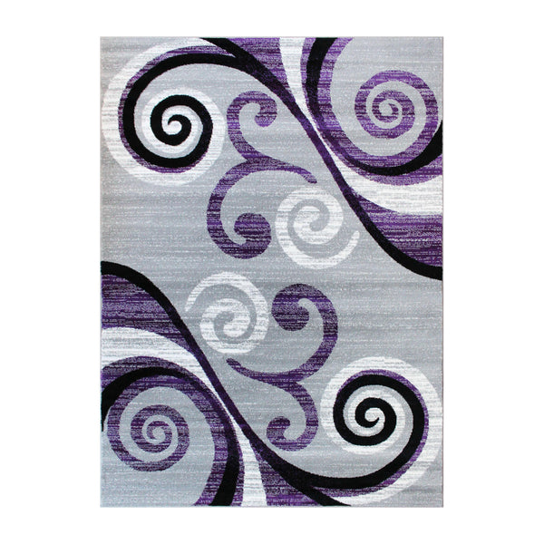 Purple,5' x 7' |#| Modern Distressed Swirl Abstract Style Indoor Area Rug in Purple - 5' x 7'