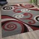 Red,8' x 10' |#| Modern Distressed Swirl Abstract Style Indoor Area Rug in Red - 8' x 10'