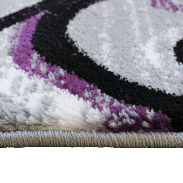 Purple,2' x 7' |#| Modern Distressed Swirl Abstract Style Indoor Area Rug in Purple - 2' x 7'