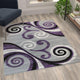 Purple,4' x 5' |#| Modern Distressed Swirl Abstract Style Indoor Area Rug in Purple - 4' x 5'