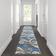 Blue,2' x 11' |#| Modern Distressed Swirl Abstract Style Indoor Area Rug in Blue - 2' x 11'