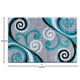 Turquoise,2' x 3' |#| Modern Distressed Swirl Abstract Style Indoor Area Rug in Turquoise - 2' x 3'