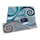 Turquoise,2' x 3' |#| Modern Distressed Swirl Abstract Style Indoor Area Rug in Turquoise - 2' x 3'