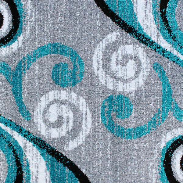 Turquoise,6' x 9' |#| Modern Distressed Swirl Abstract Style Indoor Area Rug in Turquoise - 6' x 9'