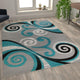 Turquoise,6' x 9' |#| Modern Distressed Swirl Abstract Style Indoor Area Rug in Turquoise - 6' x 9'