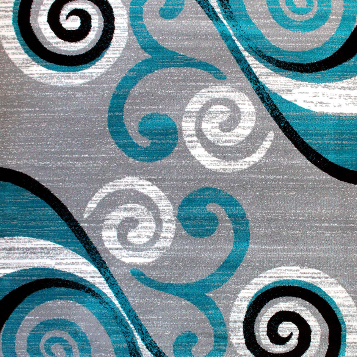 Turquoise,6' x 9' |#| Modern Distressed Swirl Abstract Style Indoor Area Rug in Turquoise - 6' x 9'