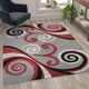 Red,5' x 7' |#| Modern Distressed Swirl Abstract Style Indoor Area Rug in Red - 5' x 7'