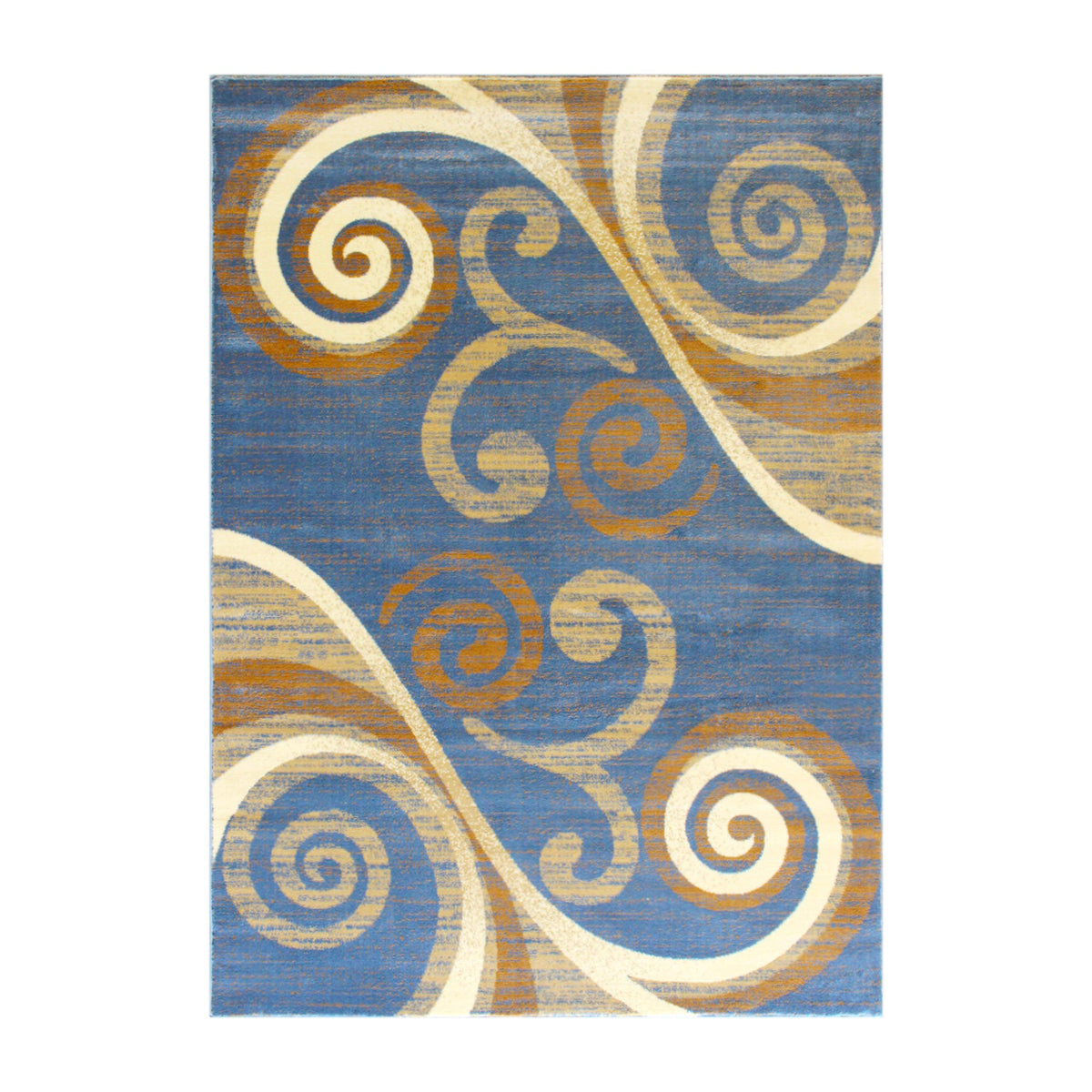 Blue,5' x 7' |#| Modern Distressed Swirl Abstract Style Indoor Area Rug in Blue - 5' x 7'