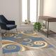 Blue,5' x 7' |#| Modern Distressed Swirl Abstract Style Indoor Area Rug in Blue - 5' x 7'