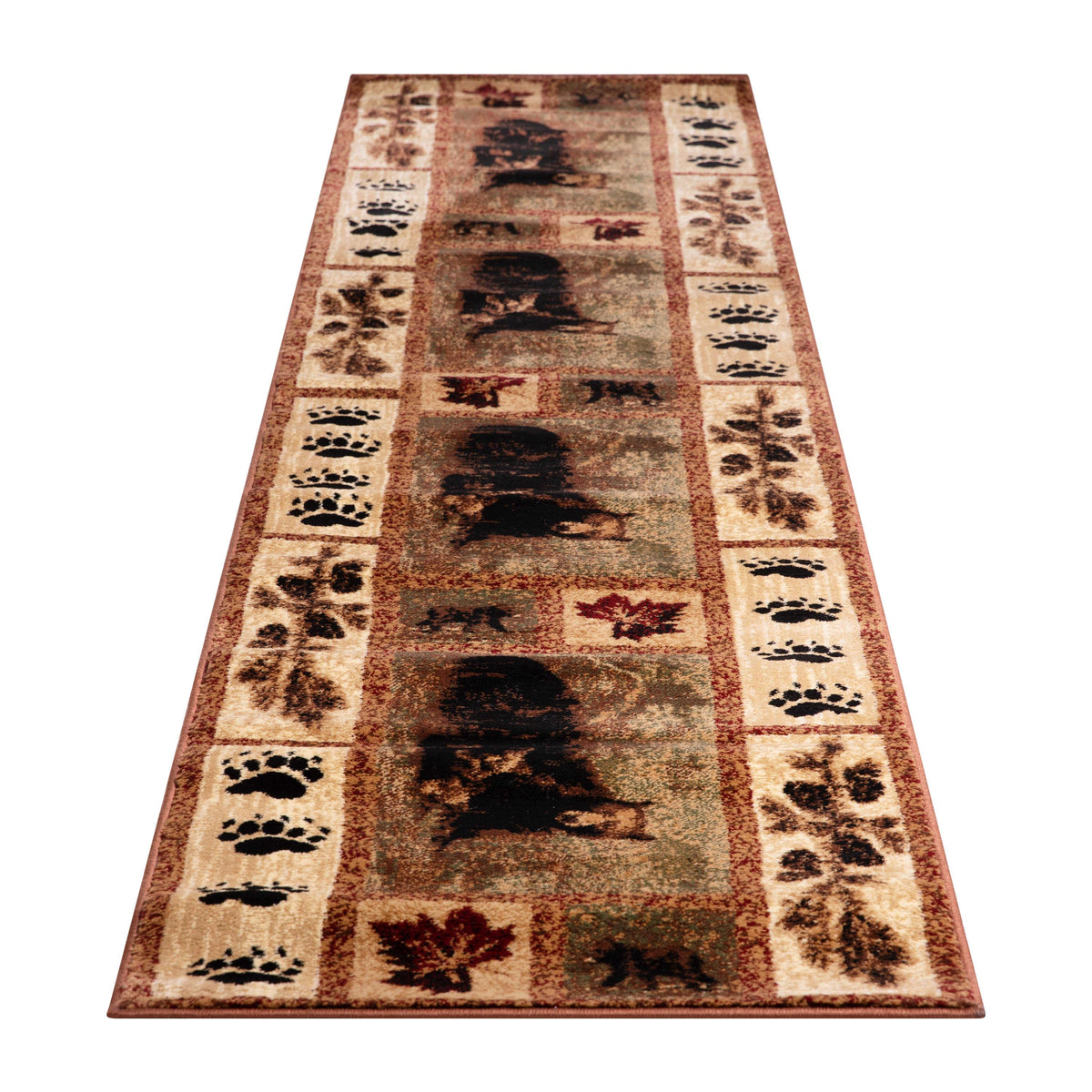 2' x 11' |#| Nature Inspired Mother Bear with 2 Cubs Brown Indoor Olefin Area Rug - 2' x 11'