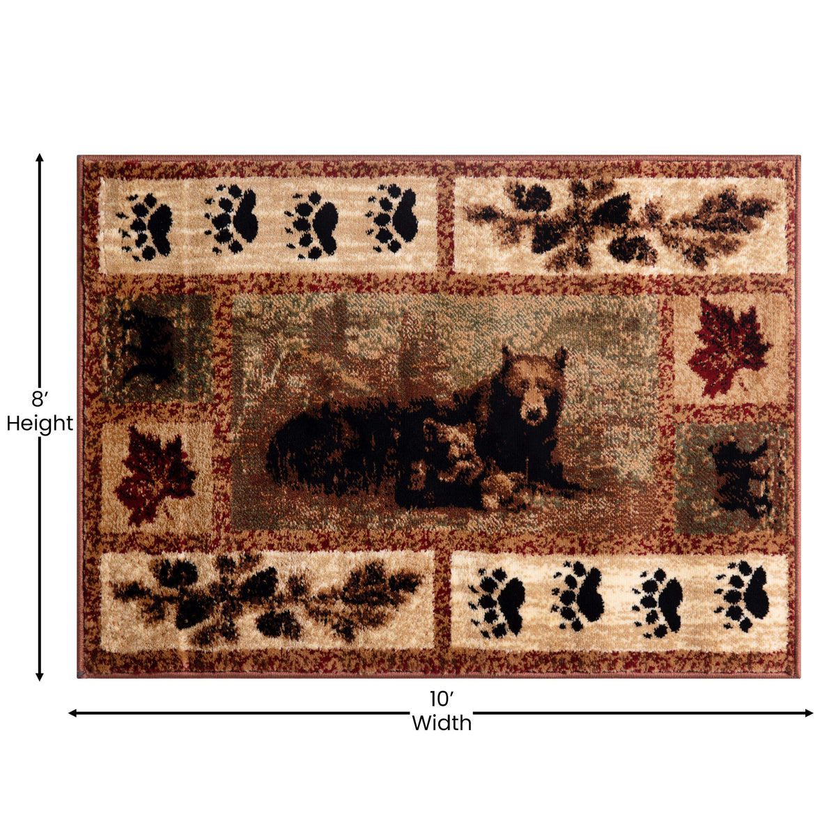 8' x 10' |#| Nature Inspired Mother Bear with 2 Cubs Brown Indoor Olefin Area Rug - 8' x 10'