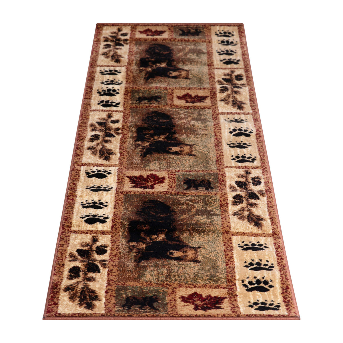 2' x 7' |#| Nature Inspired Mother Bear with 2 Cubs Brown Indoor Olefin Area Rug - 2' x 7'