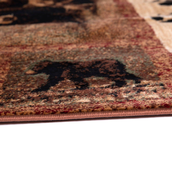 5' x 7' |#| Nature Inspired Mother Bear with 2 Cubs Brown Indoor Olefin Area Rug - 5' x 7'