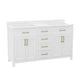 White |#| 60 Inch Bathroom Vanity with 2 Sinks, 2 Storage Cabinets, and 6 Drawers in White