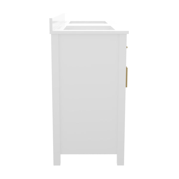 White |#| 60 Inch Bathroom Vanity with 2 Sinks, 2 Storage Cabinets, and 6 Drawers in White