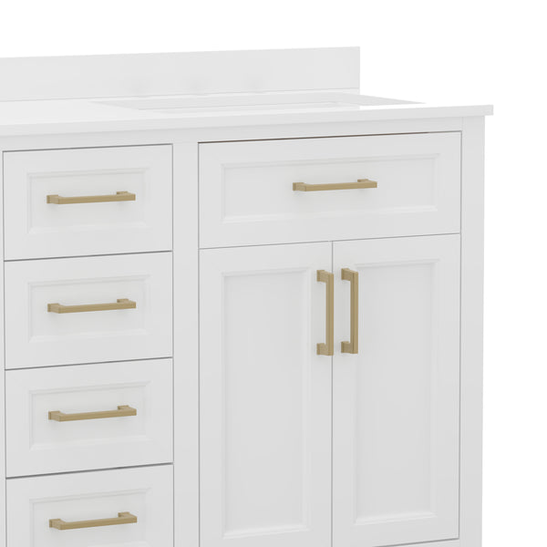 White |#| 60 Inch Bathroom Vanity with 2 Sinks, 2 Storage Cabinets, and 6 Drawers in White