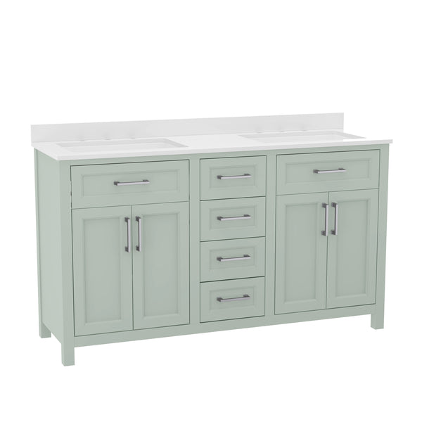 Gray |#| 60 Inch Bathroom Vanity with 2 Sinks, 2 Storage Cabinets, and 6 Drawers in Gray