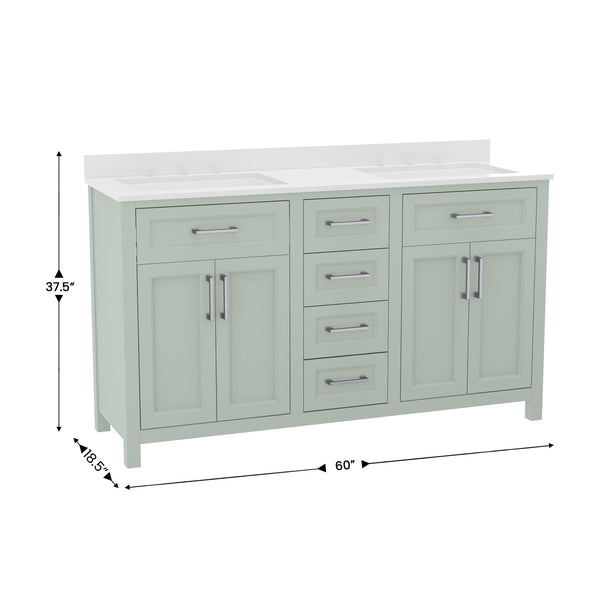 Gray |#| 60 Inch Bathroom Vanity with 2 Sinks, 2 Storage Cabinets, and 6 Drawers in Gray