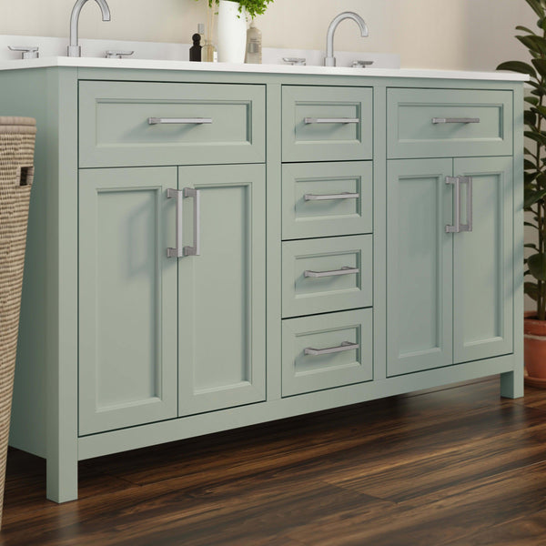Gray |#| 60 Inch Bathroom Vanity with 2 Sinks, 2 Storage Cabinets, and 6 Drawers in Gray