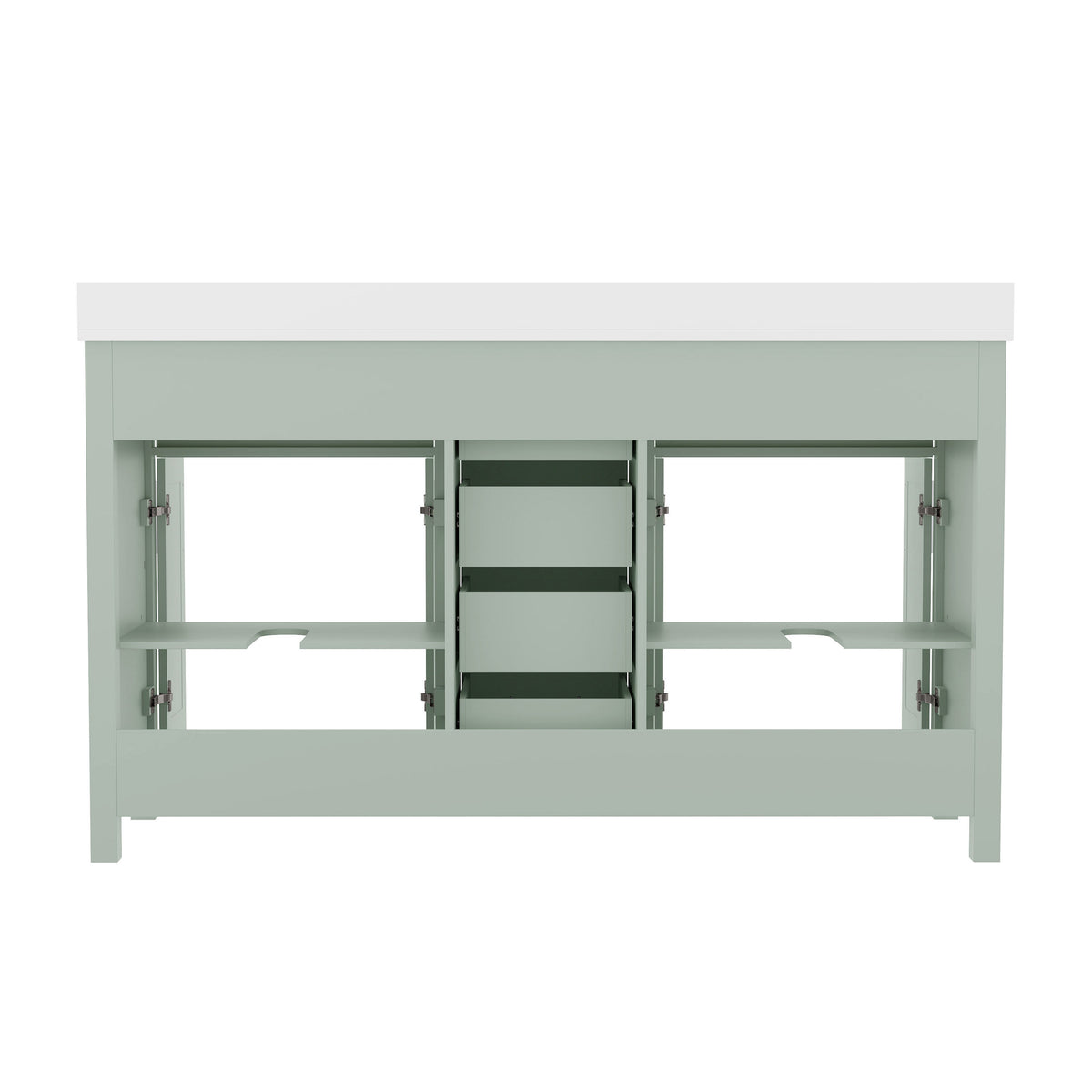 Gray |#| 60 Inch Bathroom Vanity with 2 Sinks, 2 Storage Cabinets, and 6 Drawers in Gray