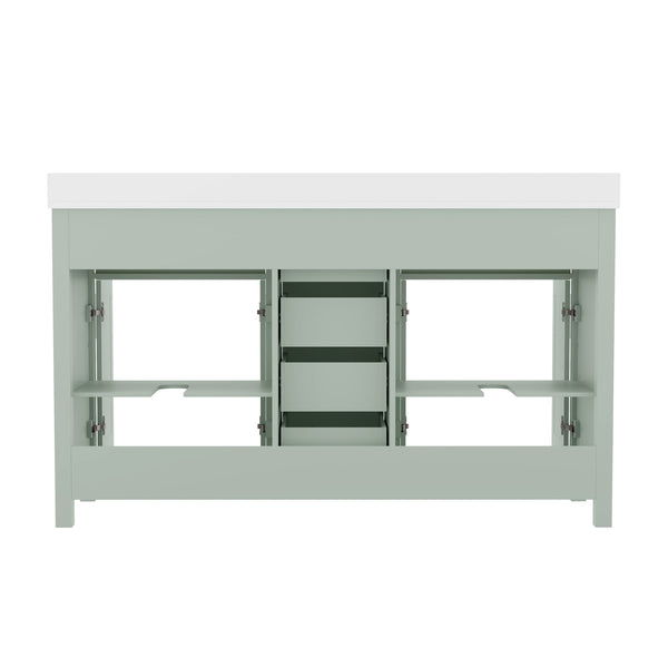 Gray |#| 60 Inch Bathroom Vanity with 2 Sinks, 2 Storage Cabinets, and 6 Drawers in Gray