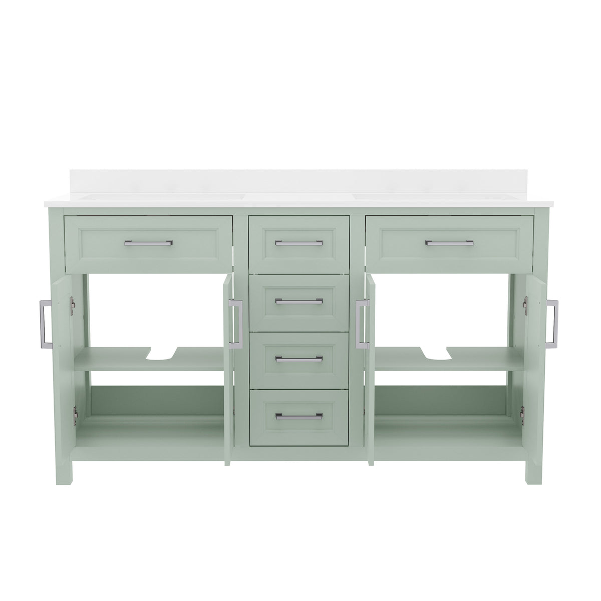 Gray |#| 60 Inch Bathroom Vanity with 2 Sinks, 2 Storage Cabinets, and 6 Drawers in Gray