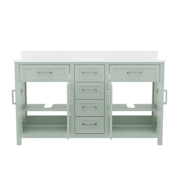 Gray |#| 60 Inch Bathroom Vanity with 2 Sinks, 2 Storage Cabinets, and 6 Drawers in Gray
