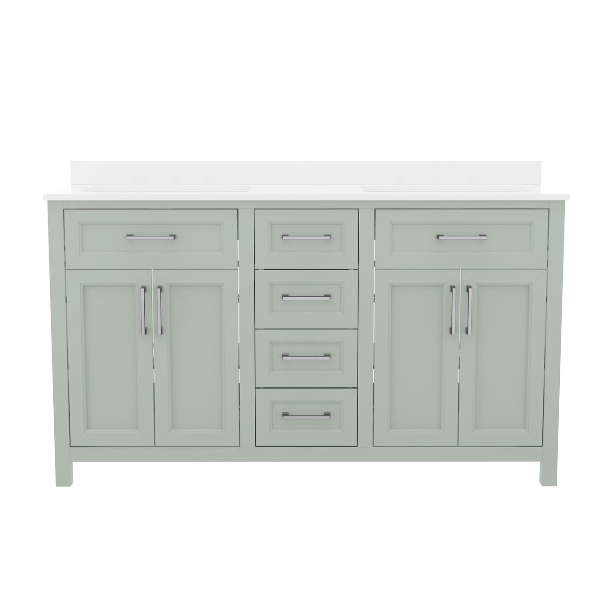 Gray |#| 60 Inch Bathroom Vanity with 2 Sinks, 2 Storage Cabinets, and 6 Drawers in Gray