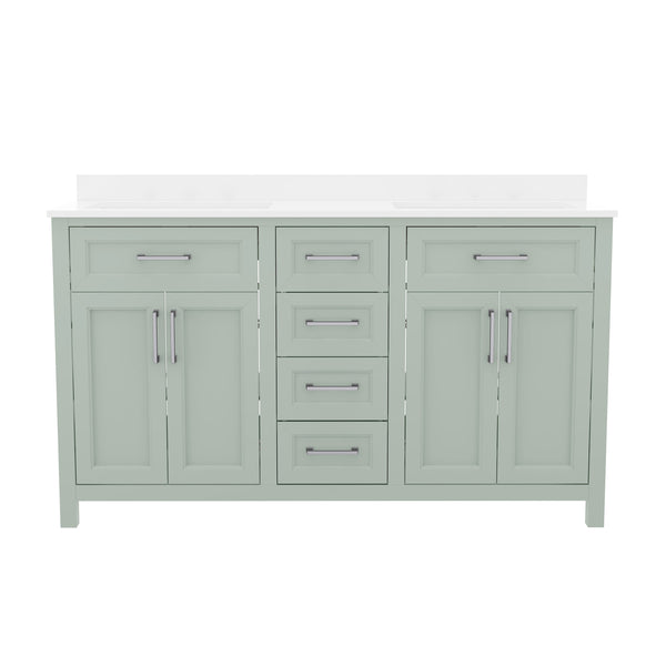 Gray |#| 60 Inch Bathroom Vanity with 2 Sinks, 2 Storage Cabinets, and 6 Drawers in Gray