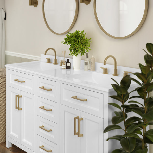 White |#| 60 Inch Bathroom Vanity with 2 Sinks, 2 Storage Cabinets, and 6 Drawers in White