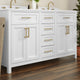 White |#| 60 Inch Bathroom Vanity with 2 Sinks, 2 Storage Cabinets, and 6 Drawers in White