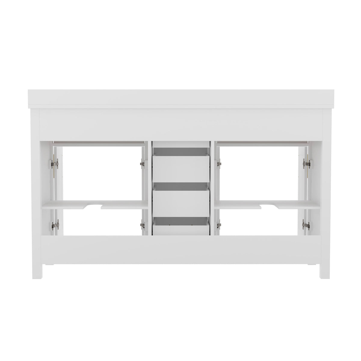 White |#| 60 Inch Bathroom Vanity with 2 Sinks, 2 Storage Cabinets, and 6 Drawers in White
