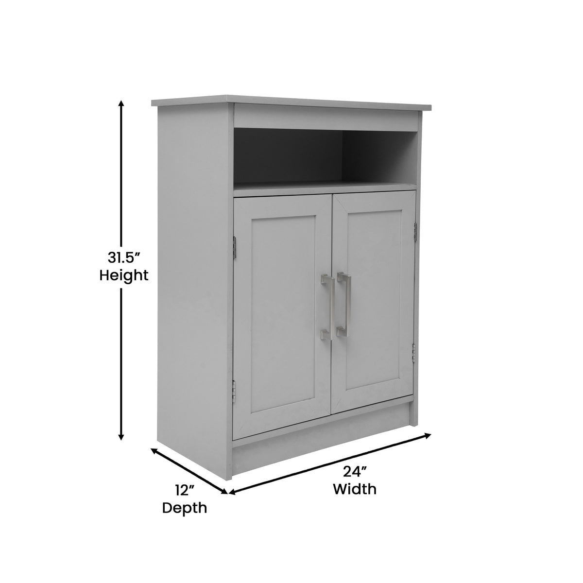 Gray |#| Modern Bathroom Storage Cabinet with 2 Magnetic Close Doors and Shelves - Gray