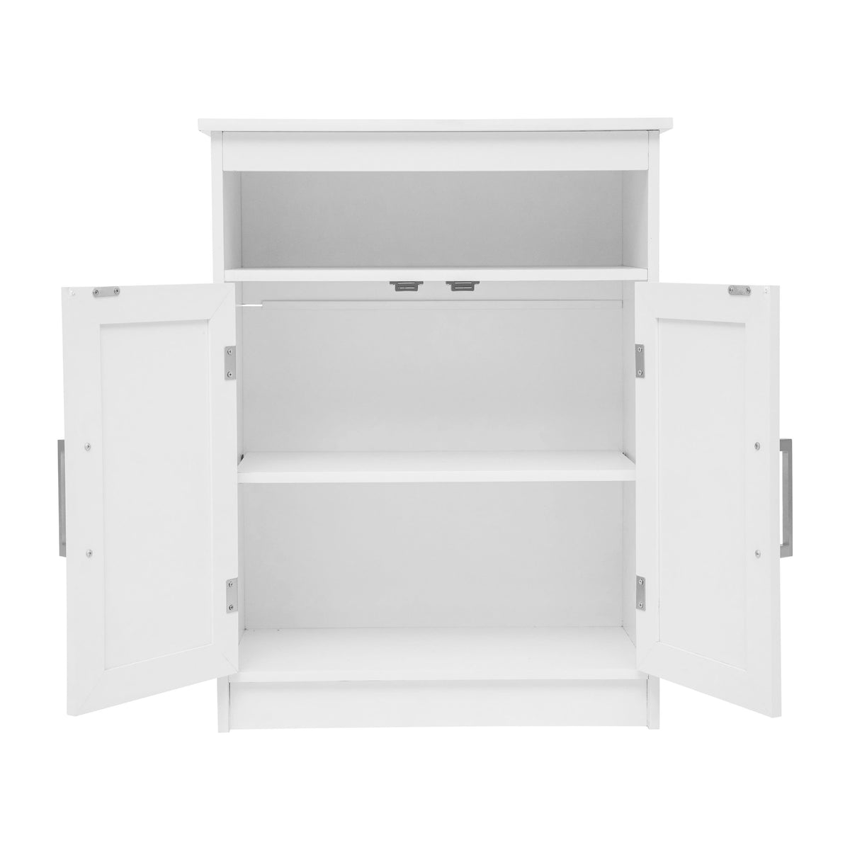 White |#| Modern Bathroom Storage Cabinet with 2 Magnetic Close Doors and Shelves - White