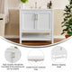 White Frame/Gold Hardware,36" |#| 36" Bathroom Vanity with Sink, Open Storage & Gold Hardware in White