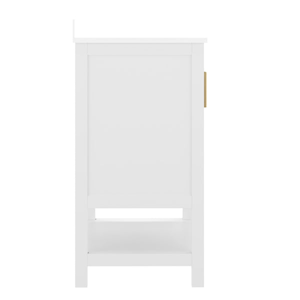 Gray Frame/Gold Hardware,36" |#| 36" Bathroom Vanity with Sink, Open Storage & Gold Hardware in Gray
