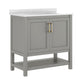 Gray Frame/Gold Hardware,36" |#| 36" Bathroom Vanity with Sink, Open Storage & Gold Hardware in Gray