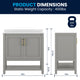 Gray Frame/Gold Hardware,36" |#| 36" Bathroom Vanity with Sink, Open Storage & Gold Hardware in Gray