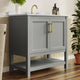 Gray Frame/Gold Hardware,36" |#| 36" Bathroom Vanity with Sink, Open Storage & Gold Hardware in Gray