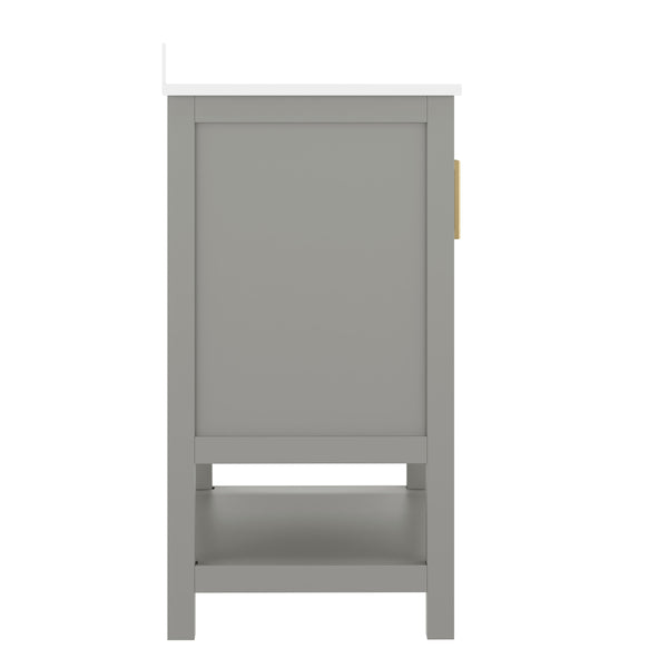 White,24" |#| 24 Inch Bathroom Vanity with Undermount Sink and Open Storage Shelf in White