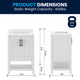 White Frame/Black Hardware,24" |#| 24" Bathroom Vanity with Sink, Open Storage & Black Hardware in White