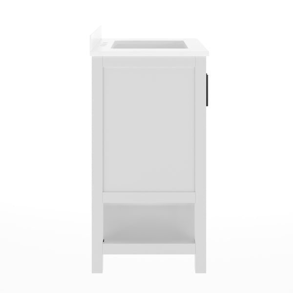 Black Frame/Black Hardware,30" |#| 30" Bathroom Vanity with Sink, Open Storage & Black Hardware in Black