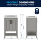 Gray Frame/Black Hardware,24" |#| 24" Bathroom Vanity with Sink, Open Storage & Black Hardware in Gray