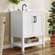 White Frame/Black Hardware,30" |#| 30" Bathroom Vanity with Sink, Open Storage & Black Hardware in White