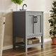 Gray Frame/Black Hardware,24" |#| 24" Bathroom Vanity with Sink, Open Storage & Black Hardware in Gray