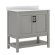 Gray Frame/Black Hardware,36" |#| 36" Bathroom Vanity with Sink, Open Storage & Black Hardware in Gray