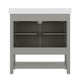 Gray Frame/Black Hardware,36" |#| 36" Bathroom Vanity with Sink, Open Storage & Black Hardware in Gray